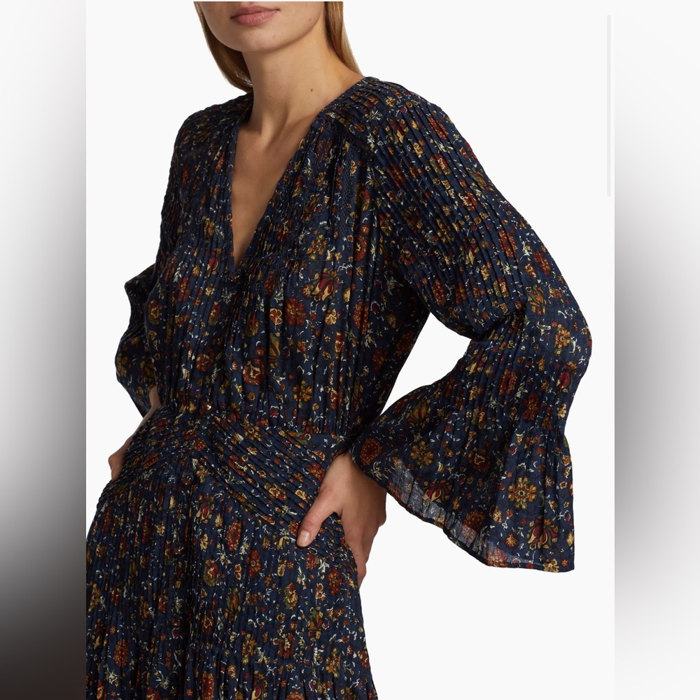 NWT Veronica Beard Shireen Pleated Floral Midi Dress Size 8